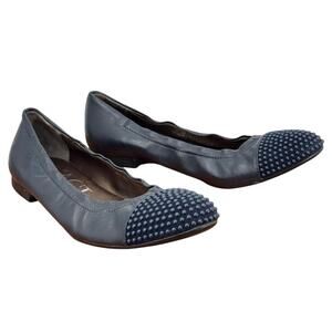 AGL Blakely Studded Ballerina Flat Women's 10 40 Navy Blue Italy Slip On Cap Toe